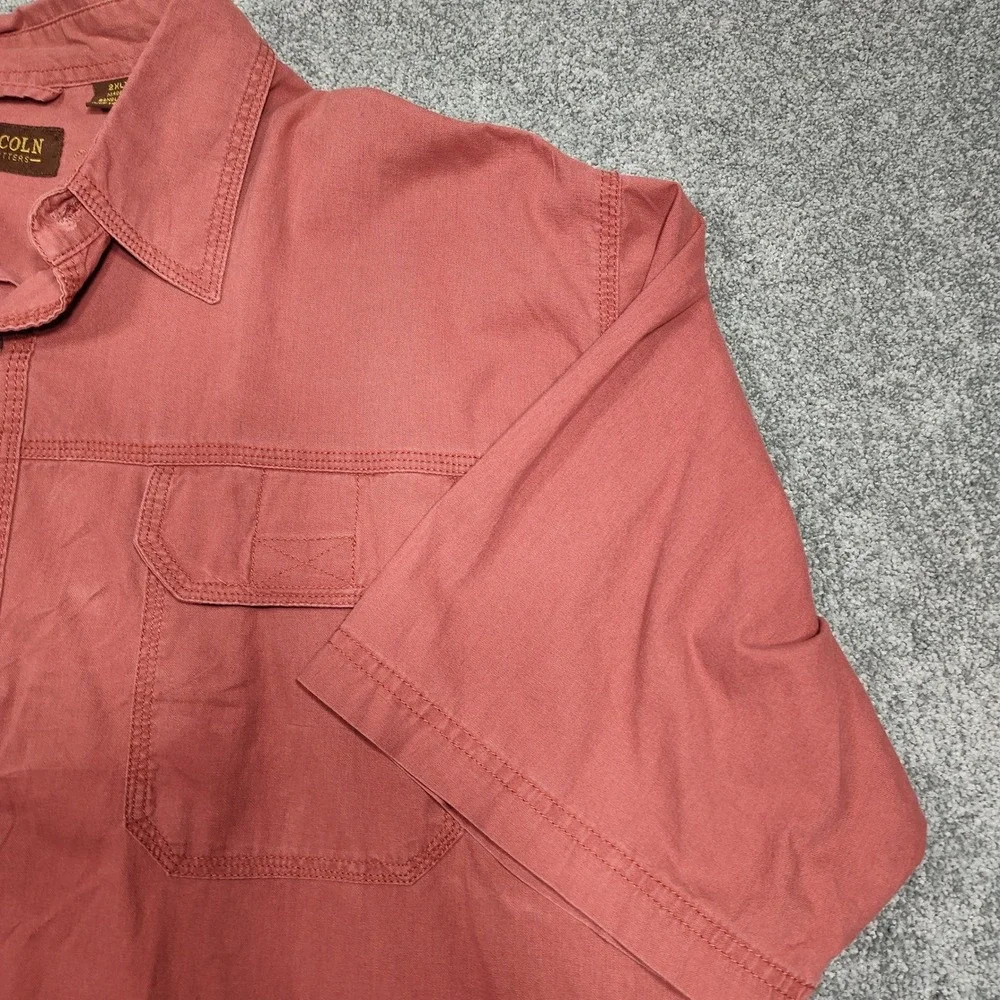 Lincoln Outfitters Mens 2XLT Red Short Sleeve Button Up Casual Tall Shirt